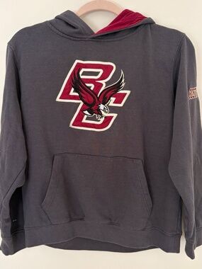 Boston College Youth Large Gray Hoodie Sweatshirt Embroidered